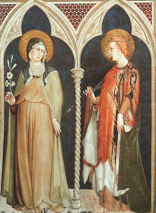 Simone Martini St Clare and St Elizabeth of Hungary Norge oil painting art